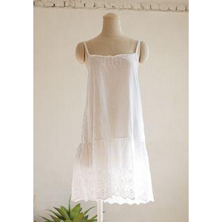 Spaghetti-strap Lace-hem Mini Dress