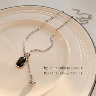 Rhinestone Necklace X818 - Silver - One Size