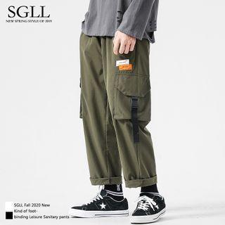 Snap Buckle Straight-cut Cargo Pants