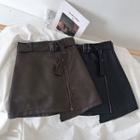 Faux-leather Irregular Skirt
