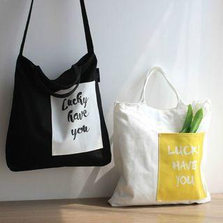 Lettering Pocket Canvas Tote