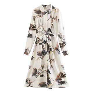 Flower Print Midi Shirtdress