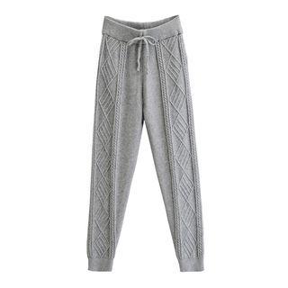 Knit Drawstring Sweatpants Gray - One Size
