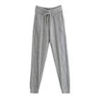 Knit Drawstring Sweatpants Gray - One Size