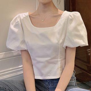 Puff-sleeve Bow Back Blouse