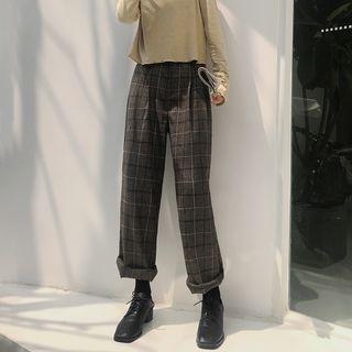 England-plaid Straight-cut Dress Pants