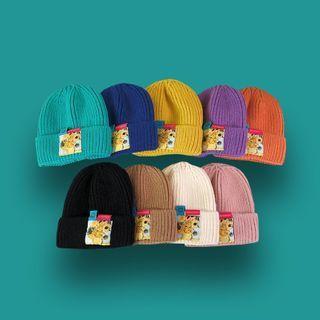 Floral Applique Knit Beanie