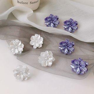 Glitter Floral Stud Earring / Clip-on Earring