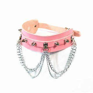 Alloy Chain Faux Leather Choker