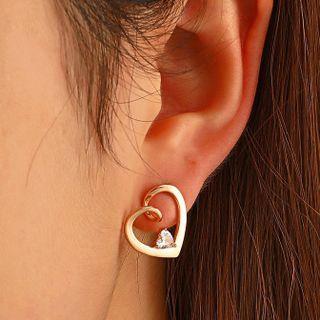 Heart Stud Earring 01 - 1 Pair - Gold - One Size