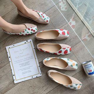 Fruit Print Square-toe Flats