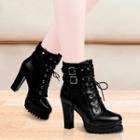 Faux Leather Chunky Ankle Boots
