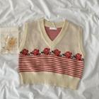 Rose Print Sweater Vest