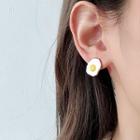 Egg Stud Earring 1 Pair - Bc2554 - Silver Needle - Stud Earrings - White & Yellow - One Size