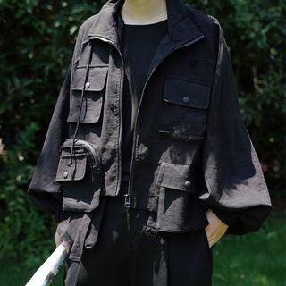Zip Cargo Jacket Black - One Size