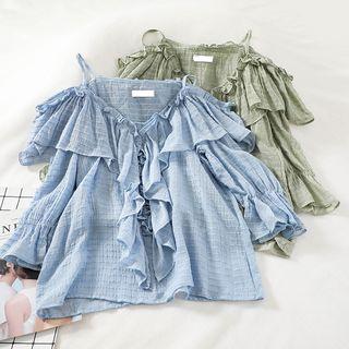 Off-shoulder Ruffled Trim Top
