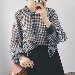 Sheer Gingham Blouse