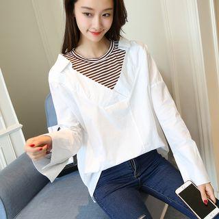 Long-sleeve Mock Two-piece Shirt