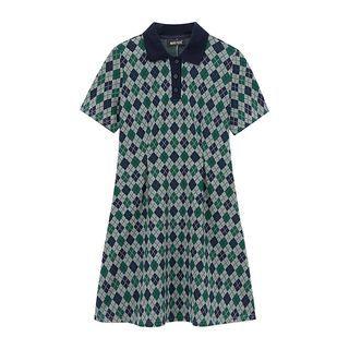 Short-sleeve Argyle Pattern Polo Dress