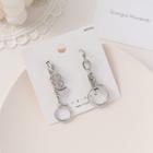 Non-matching Alloy Hoop & Chain Dangle Earring 1 Pair - 925 Silver Needle Earring - Silver - One Size