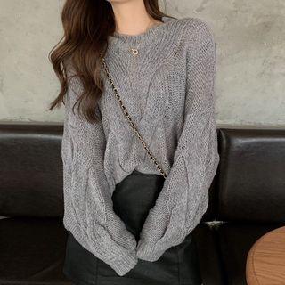 Chunky Knit Sweater / Mini A-line Skirt