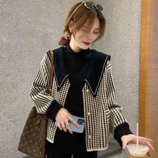 Houndstooth Peter Pan Collar Jacket
