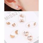 Faux-pearl / Rhinestone / Swan / Crescent / Rhombus Ear Stud Set (10 Pcs)