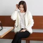 Open-front Fringed Knit Cardigan