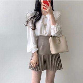 Collared Blouse / Pleated Skirt