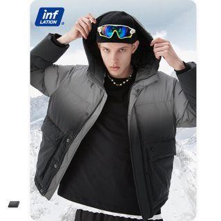 Reflective Gradient Hooded Down Coat