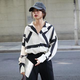Geometric Print Shirt Black & White - One Size