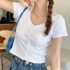 Short-sleeve Button Up T-shirt