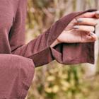 Turtleneck Slit-cuff Long Sleeve T-shirt