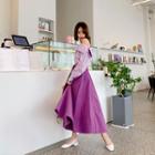 Vivid Color Maxi Flare Skirt