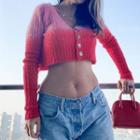 Gradient Cropped Cardigan Red - One Size