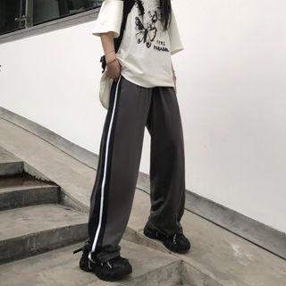 Elastic Waist Striped Wide-leg Sweatpants
