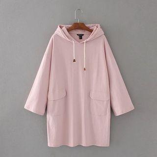 Plain Long-sleeve Hooded Dress