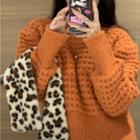 Waffle Knit Sweater Tangerine - One Size