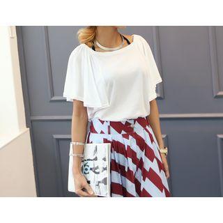 Off-shoulder Flutter-sleeve Top