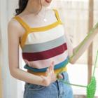 Striped Knit Camisole Top Yellow & Red & Gray - One Size