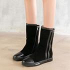 Genuine-leather Panel Mid-calf Boots