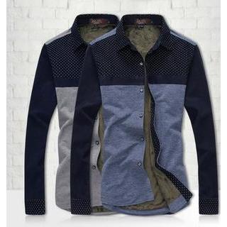 Fleece-lined Dotted Panel Shirt