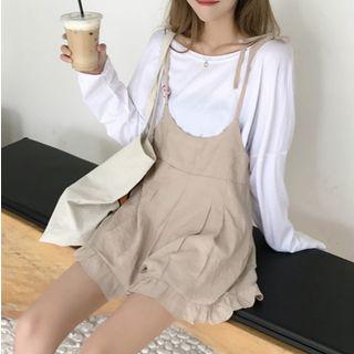 Plain Long-sleeve T-shirt / Plain Spaghetti Strap Playsuit
