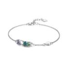 925 Sterling Silver Simple Elegant Light Luxury Fashion Bracelet With Multicolor Austrian Element Crystal Silver - One Size
