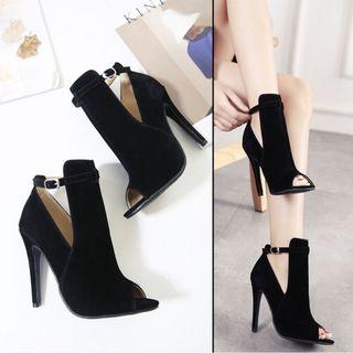 Peep-toe Cutout Stiletto Sandals