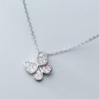 925 Sterling Silver Rhinestone Butterfly Pendant Necklace S925 Silver - Silver - One Size