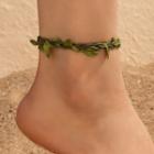 Braided Leaf Anklet 22128 - Green - One Size