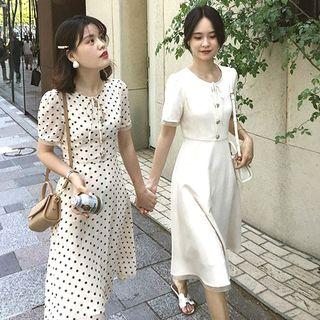 Tie-neck Short Sleeve Dress