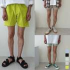 Colored Drawstring-waist Patch-pocket Shorts
