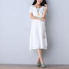 Mock Two Piece Short-sleeve Embroidered Dress